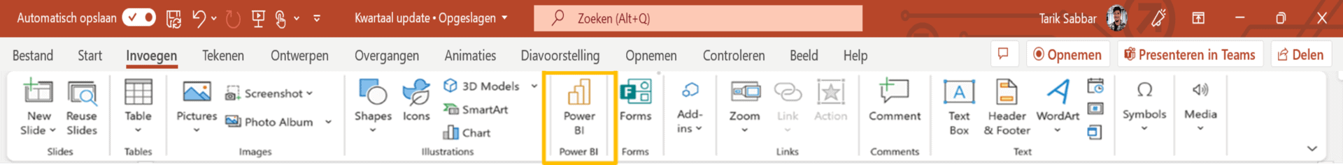 Power BI live integreren in PowerPoint